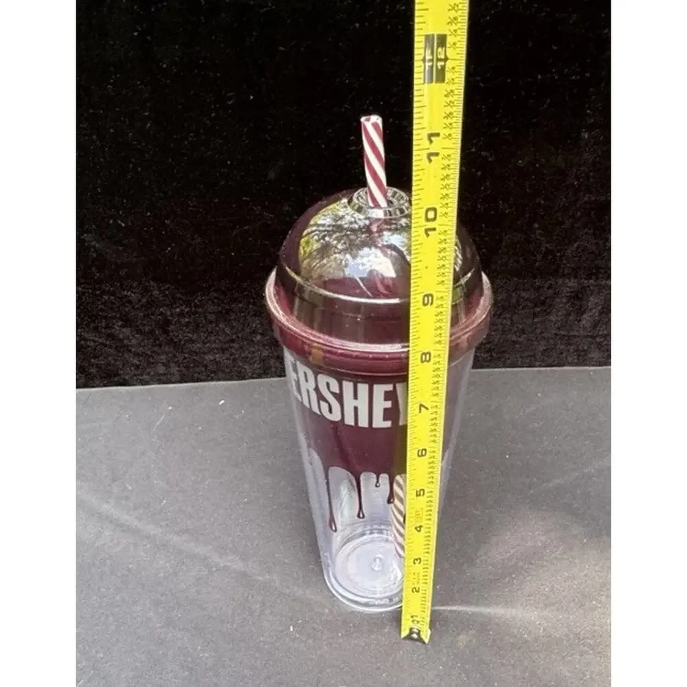 New Vintage Hersheys Plastic Travel Tumbler Lid & Straw Theme Park Hershey Store